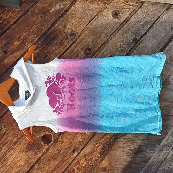 Roots Other - Roots Dress Ombre Pink White Blue Hooded Sleeveless Cotton Terry Large